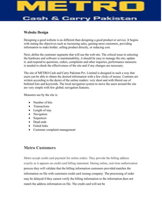Information Technology of Metro (MCC)-  TQM