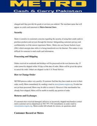 Information Technology of Metro (MCC)-  TQM