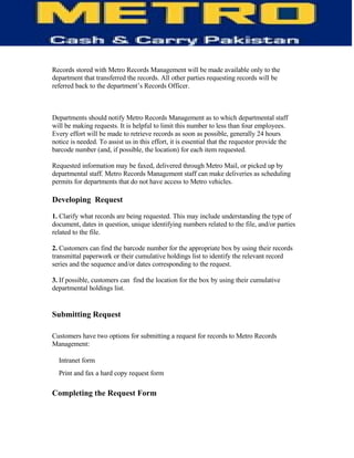 Information Technology of Metro (MCC)-  TQM