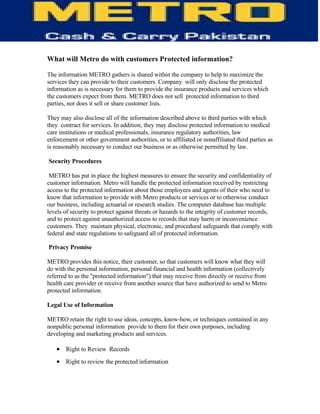 Information Technology of Metro (MCC)-  TQM