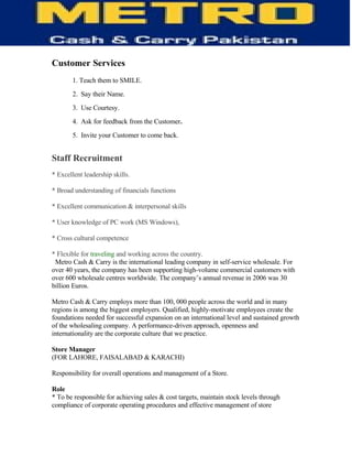 Information Technology of Metro (MCC)-  TQM