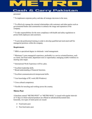 Information Technology of Metro (MCC)-  TQM