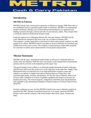 Information Technology of Metro (MCC)-  TQM