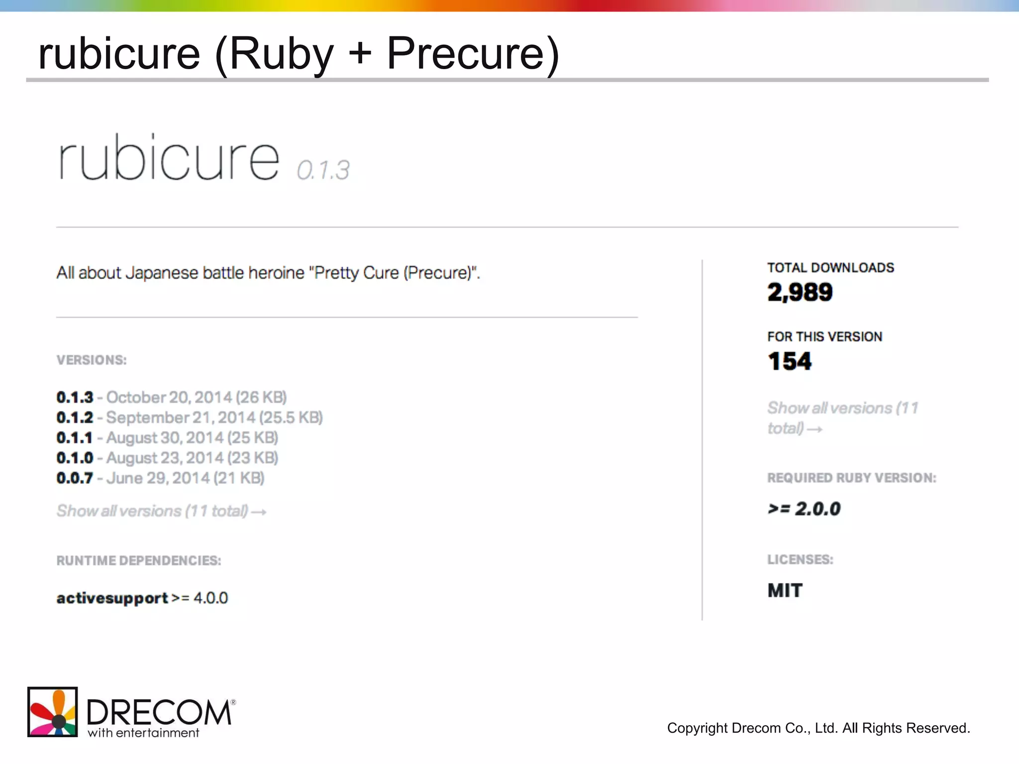 Copyright Drecom Co., Ltd. All Rights Reserved. 
rubicure (Ruby + Precure) 
 