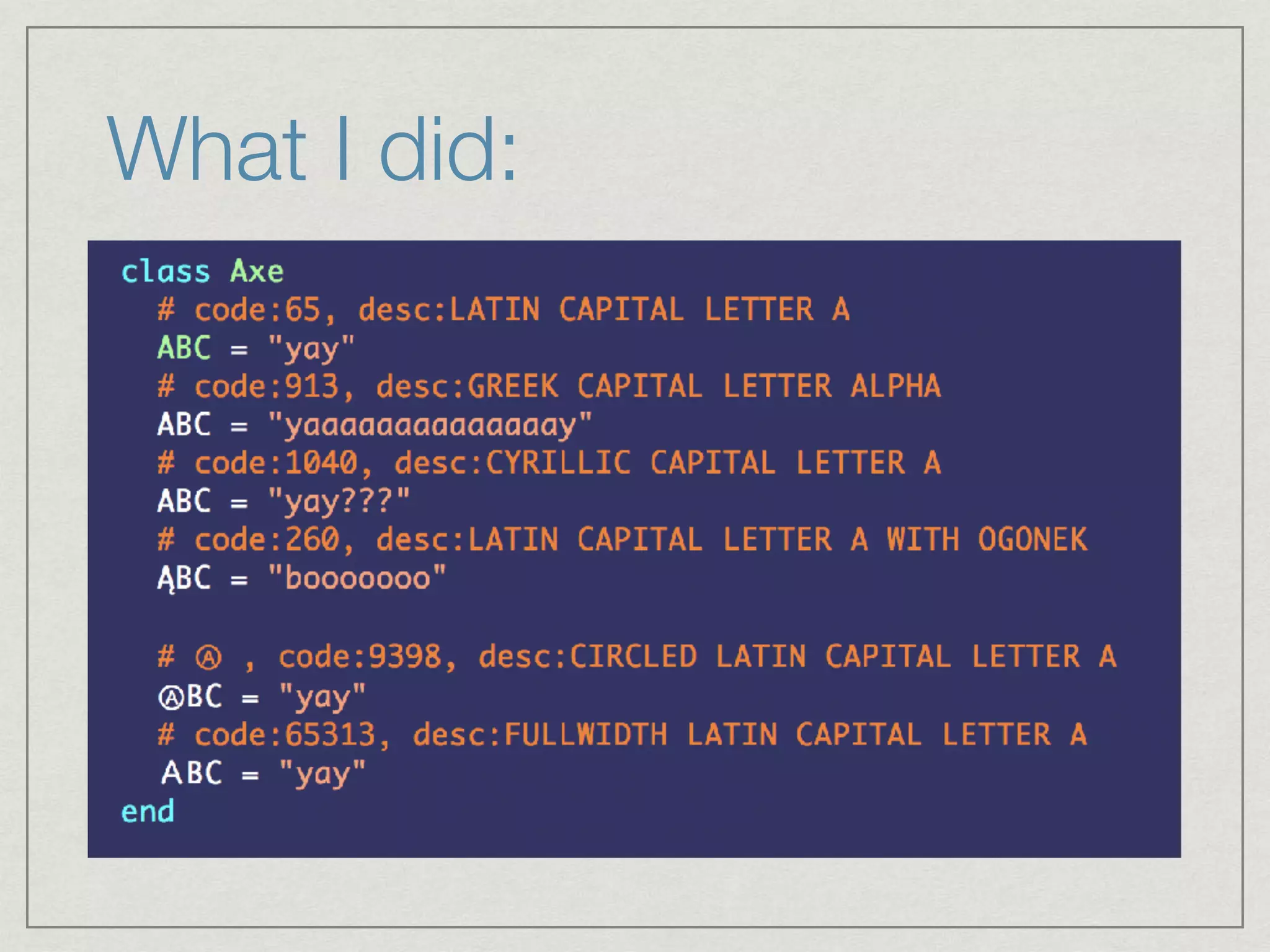 What I did: 