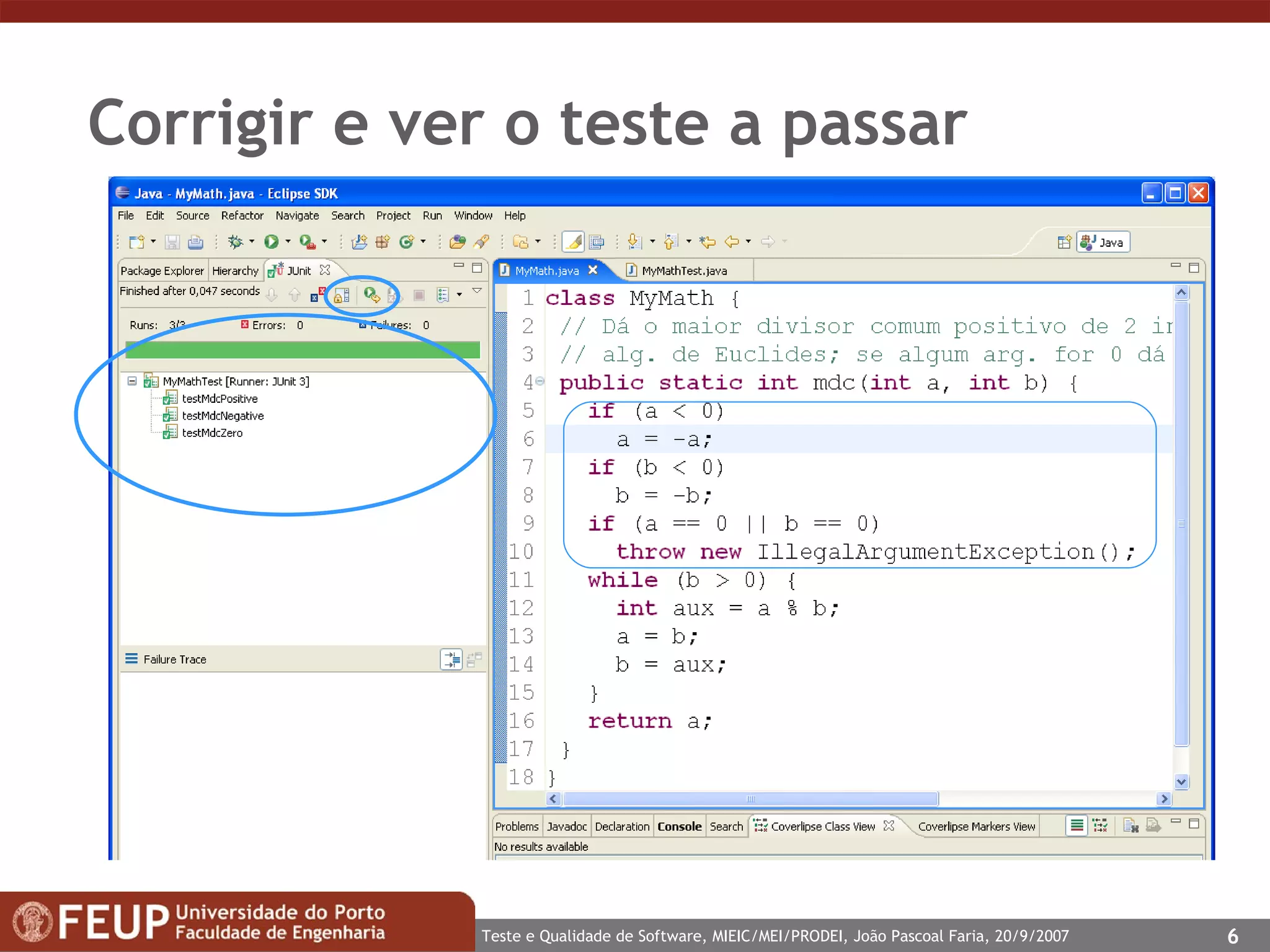 Corrigir e ver o teste a passar 