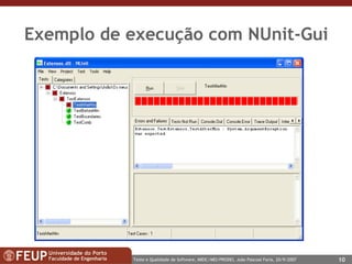 Exemplo de execução com NUnit-Gui 