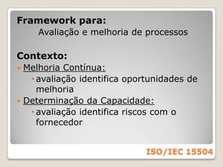Os 8 princípios da gestão de qualidade:Abordagem à Gestão através de um SistemaMelhoria ContínuaAbordagem à Tomada de Decisões Baseada em FactosRelações com Fornecedores com Benefícios MútuosISO 9001:2000