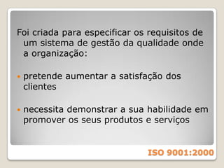 ISOOrganização Internacional para Padronização (International Organization for Standardization - ISO) é uma entidade que aglomera os representantes das padronização/normalização de 158 países.A ISO aprova normas internacionais em todos os campos técnicos, excepto na electricidade e electrónica, cuja responsabilidade é da International Electrotechnical Commission (IEC).