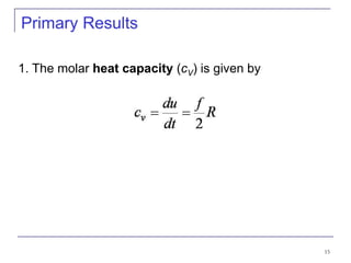 15
Primary Results
1. The molar heat capacity (cV) is given by
 