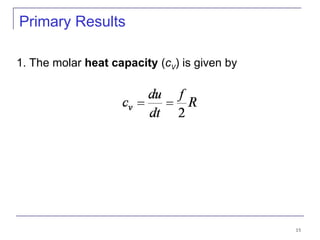 15
Primary Results
1. The molar heat capacity (cV) is given by
 