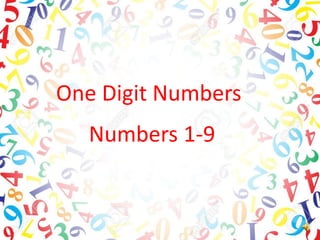 One Digit Numbers
Numbers 1-9
 