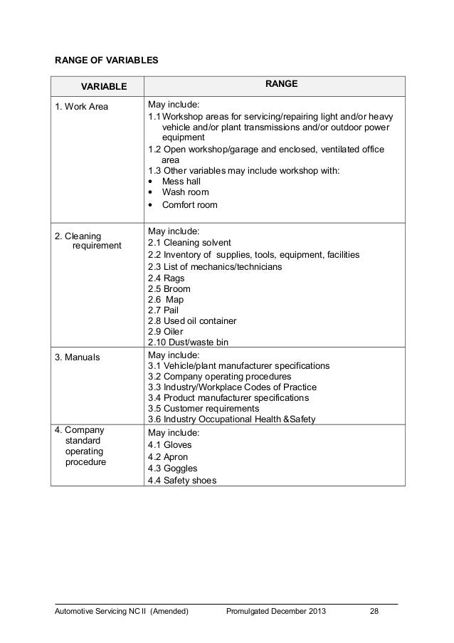 TR AUTOMOTIVE SERVICING NC II