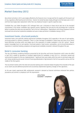 Taylor Root Hong Kong - Compliance Salary Guide 2013 | PDF