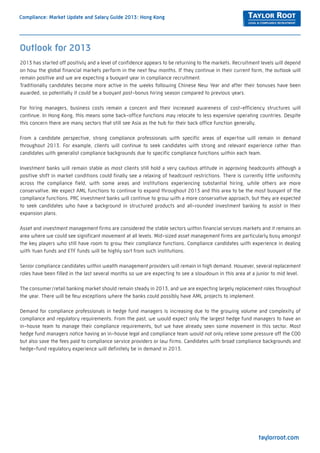 Taylor Root Hong Kong - Compliance Salary Guide 2013 | PDF