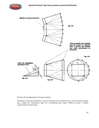 Apostila Pessoal: http://www.youtube.com/user/ThePoluidor
Processo de traçagem igual ao da peça anterior.
Na prática é necessário desenhar a vista de elevação como também toda a vista de planta sempre
que a figura for concêntrica. Aqui ela é desenhada para maior nitidez da peça e melhor
compreensão do observador.
Apostila Pessoal: http://www.youtube.com/user/ThePoluidor
Processo de traçagem igual ao da peça anterior.
desenhar a vista de elevação como também toda a vista de planta sempre
que a figura for concêntrica. Aqui ela é desenhada para maior nitidez da peça e melhor
Apostila Pessoal: http://www.youtube.com/user/ThePoluidor
99
desenhar a vista de elevação como também toda a vista de planta sempre
que a figura for concêntrica. Aqui ela é desenhada para maior nitidez da peça e melhor
 
