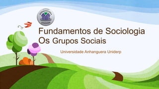Fundamentos de Sociologia
Os Grupos Sociais
Universidade Anhanguera Uniderp
 