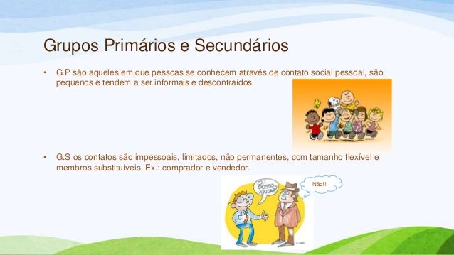 Resultado de imagem para grupos primários e secundários