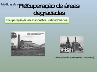 Recuperação de áreas degradadas Medidas de combate (conservando a arquitectura industrial) 