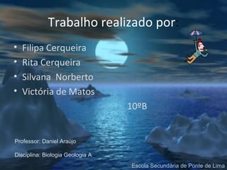 Trabalho realizado por : Filipa Cerqueira Rita Cerqueira Silvana  Norberto  Victória de Matos 10ºB Professor: Daniel Araújo Disciplina: Biologia Geologia A Escola Secundária de Ponte de Lima 