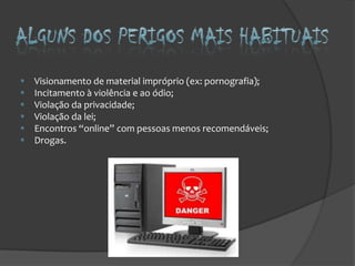 Podemos comunicar com os nossos conhecidos de qualquer parte do Mundo através de e-mails e de programas de conversação em directo.As desvantagens da Internet são: Tem muita informação e alguma não é válida;