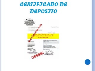 CERTIFICADO DE
DEPOSITO