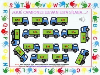 BAR
BAR
BRA
BRA
BRA
BRA
BER BRI
BOR
BRE
BRE BRO
BUR
BRE
BAR
AUTOR: María José de Luis Flores. Maestra especialista en Audición y Lenguaje-Psicopedagoga.
Autora del blog http://lapsico-goloteca.blogspot.com.es LICENCIA CC (BY-NC-SA)
 