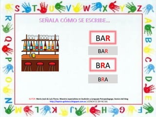 AUTOR: María José de Luis Flores. Maestra especialista en Audición y Lenguaje-Psicopedagoga. Autora del blog
http://lapsico-goloteca.blogspot.com.es LICENCIA CC (BY-NC-SA)
BAR
BRA
BAR
BRA
 