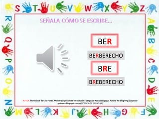AUTOR: María José de Luis Flores. Maestra especialista en Audición y Lenguaje-Psicopedagoga. Autora del blog http://lapsico-
goloteca.blogspot.com.es LICENCIA CC (BY-NC-SA)
BER
BERBERECHO
BRE
BREBERECHO
 