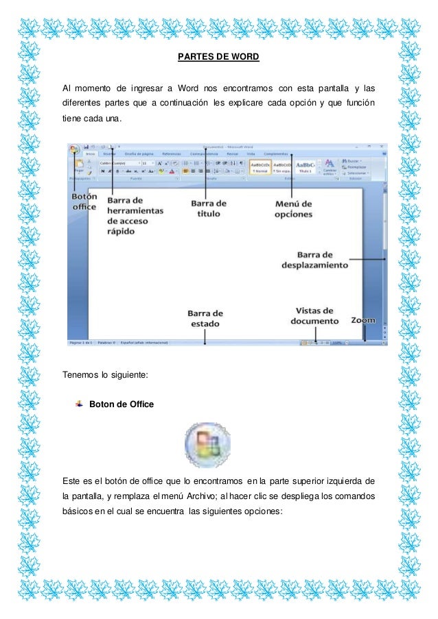 word y sus componentes