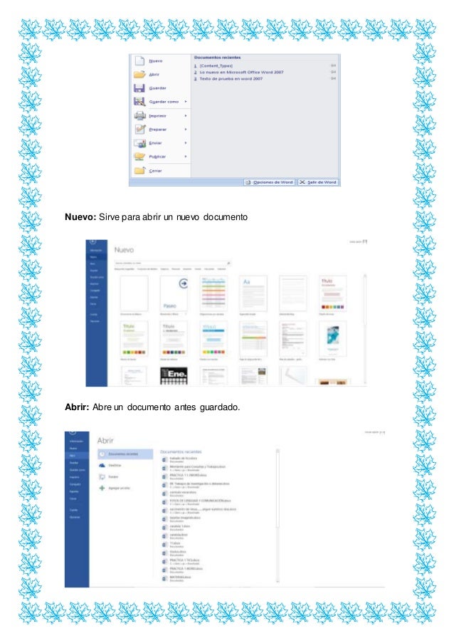 word y sus componentes