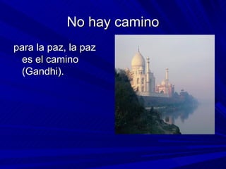 No hay camino para la paz, la paz es el camino (Gandhi).  