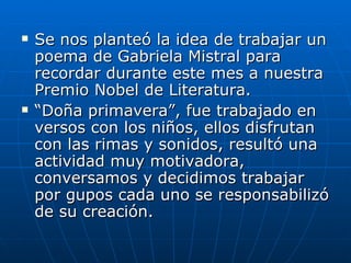 Trabajando Un Poema De Gabriela Mistral 2