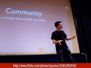 TRABAJANDO EN COMUNIDAD : WORDPRESS DESDE DENTRO

MECUS.ES

http://www.ﬂickr.com/photos/jaycross/3582302924/

 