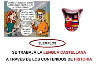 SE TRABAJA LA LENGUA CASTELLANA
A TRAVÉS DE LOS CONTENIDOS DE HISTORIA
EJEMPLOS
 