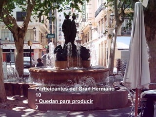 Participantes del Gran Hermano  10  * Quedan para producir   2  