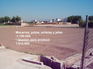 Macarras, putas, artistas y jefes  -1.700.000  * Quedan para producir   1.013.000  