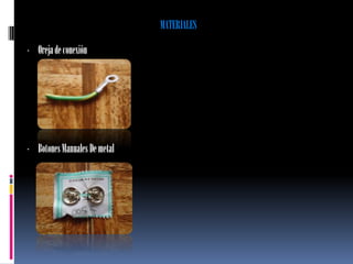 MATERIALES

- Oreja de conexión




- Botones Manuales De metal
 