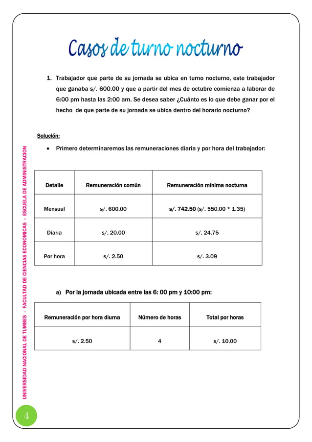 TURNO NOCTURNO EJEMPLOS, CASOS, PRACTICOS, CASOS PRACTICOS