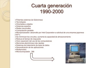 Primera generación 1950 - 1960 Almacenamiento de la información en tambor magnético interior. Un tambor magnético recogía y memorizaba los datos y los programas que se les suministraban