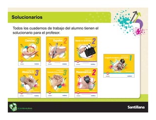 Solucionarios

Todos los cuadernos de trabajo del alumno tienen el
solucionario para el profesor.
 