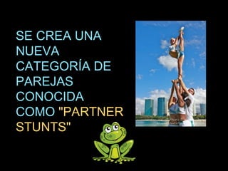 SE CREA UNA
NUEVA
CATEGORÍA DE
PAREJAS
CONOCIDA
COMO "PARTNER
STUNTS"
 