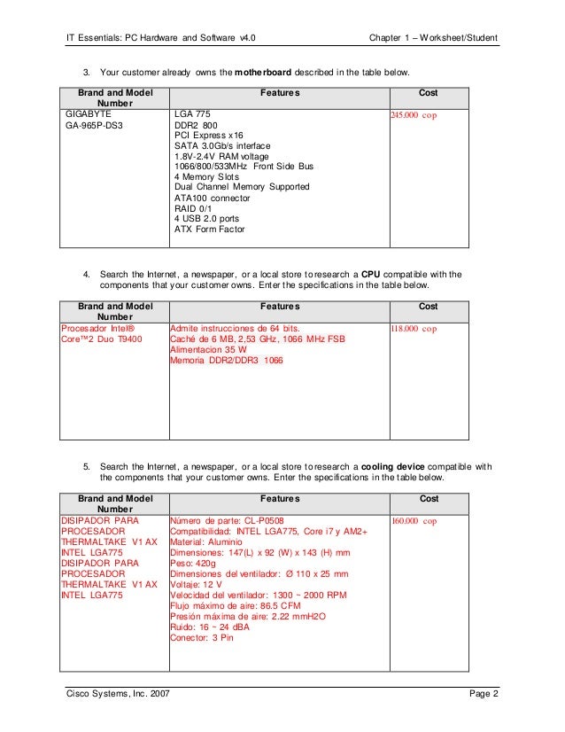 trabajo a list three components that must have the same compatible form factor