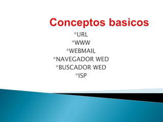 *URL
*WWW
*WEBMAIL
*NAVEGADOR WED
*BUSCADOR WED
*ISP
 