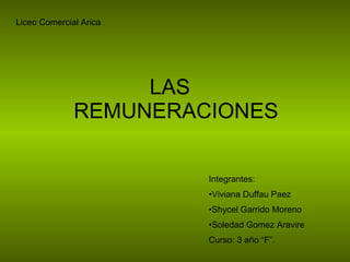 Liceo Comercial Arica   LAS REMUNERACIONES ,[object Object],[object Object],[object Object],[object Object],[object Object]