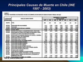 Principales Causas de Muerte en Chile (INE 1997 - 2003) 