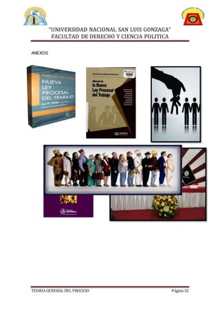 “UNIVERSIDAD NACIONAL SAN LUIS GONZAGA”
FACULTAD DE DERECHO Y CIENCIA POLITICA
TEORIA GENERAL DEL PROCESO Página 32
ANEXOS
 