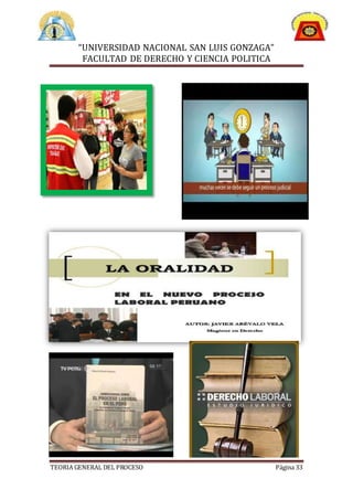 “UNIVERSIDAD NACIONAL SAN LUIS GONZAGA”
FACULTAD DE DERECHO Y CIENCIA POLITICA
TEORIA GENERAL DEL PROCESO Página 33
 