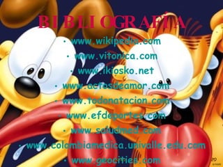 BIBLIOGRAFÍA www.wikipedia.com www.vitonica.com www.ikiosko.net www.actosdeamor.com www.todonatacion.com www.efdeportes.com www.saludmed.com www.colombiamedica.univalle.edu.com www.geocities.com 