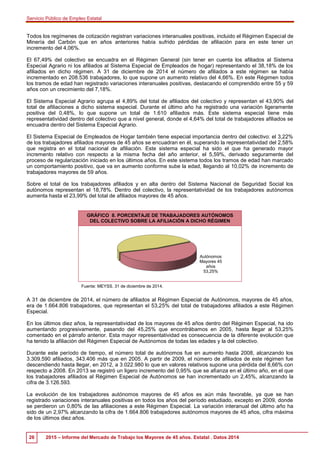 Servicio Público de Empleo Estatal
26 2015 – Informe del Mercado de Trabajo los Mayores de 45 años. Estatal . Datos 2014
T...